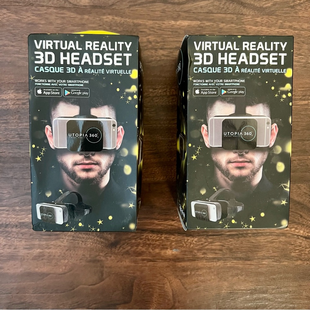 Set Of ReTrak Virtual Reality 3D Headsets Utopia 360 Use W/Smartphone New In Box